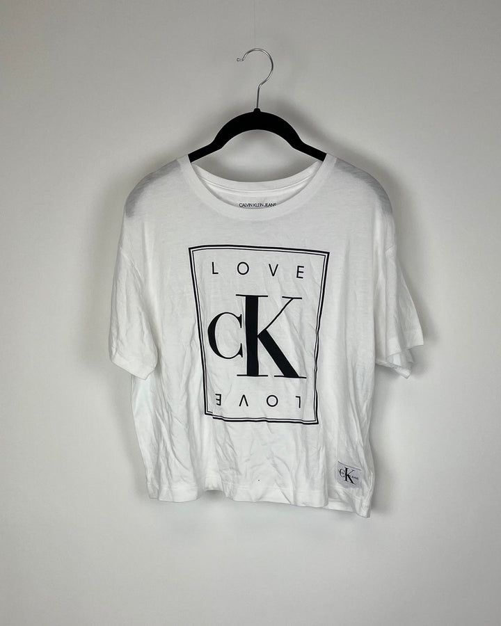 White Love Short Sleeve Top - Small