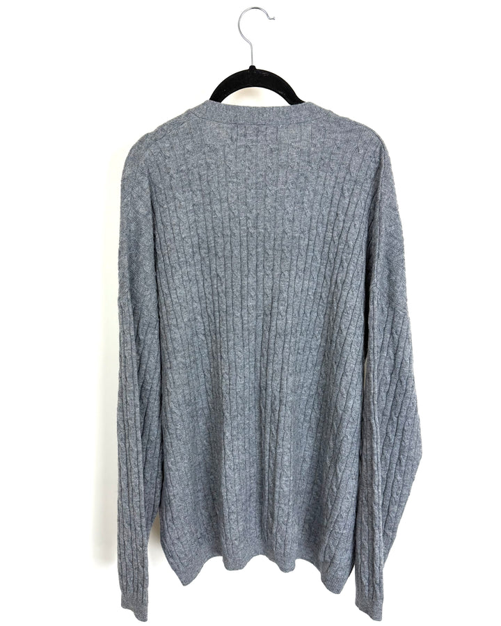 Gray Thin Cable Knit Cardigan - Size 10/12