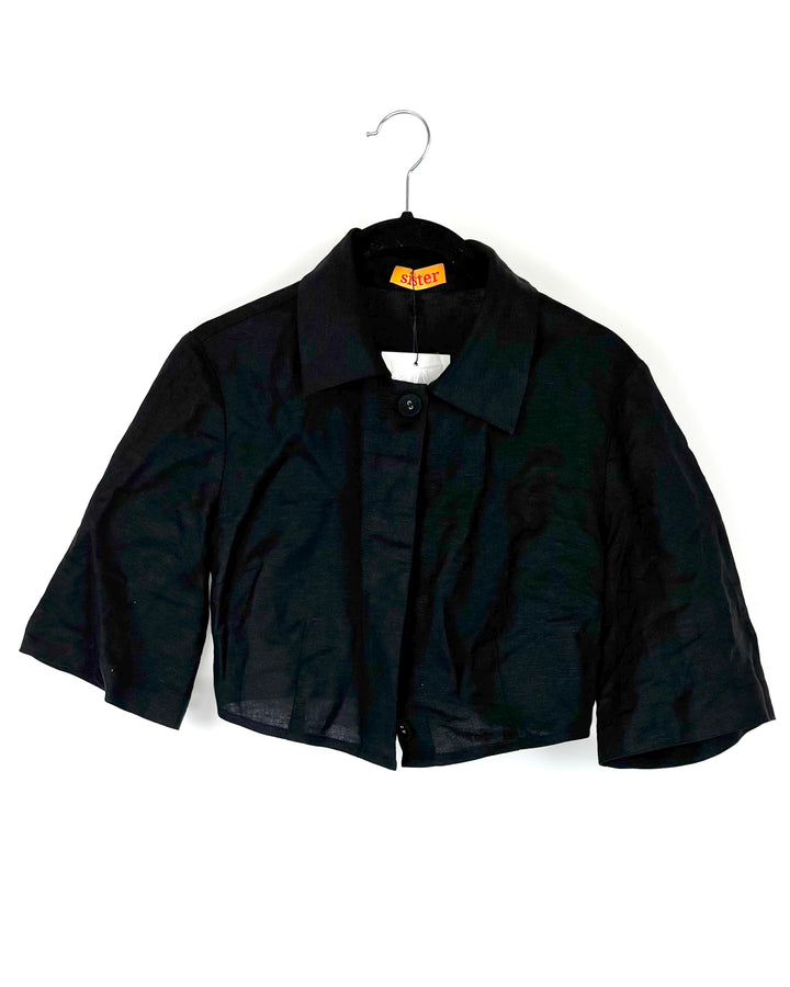 Sister Black Linen Crop Top - Extra Small