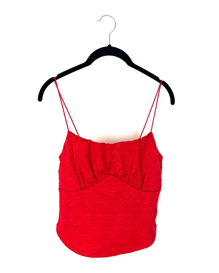 Red Lace Tank Top - Medium