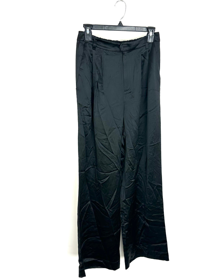 Black Wide-Leg Flowy Trousers - Size 12
