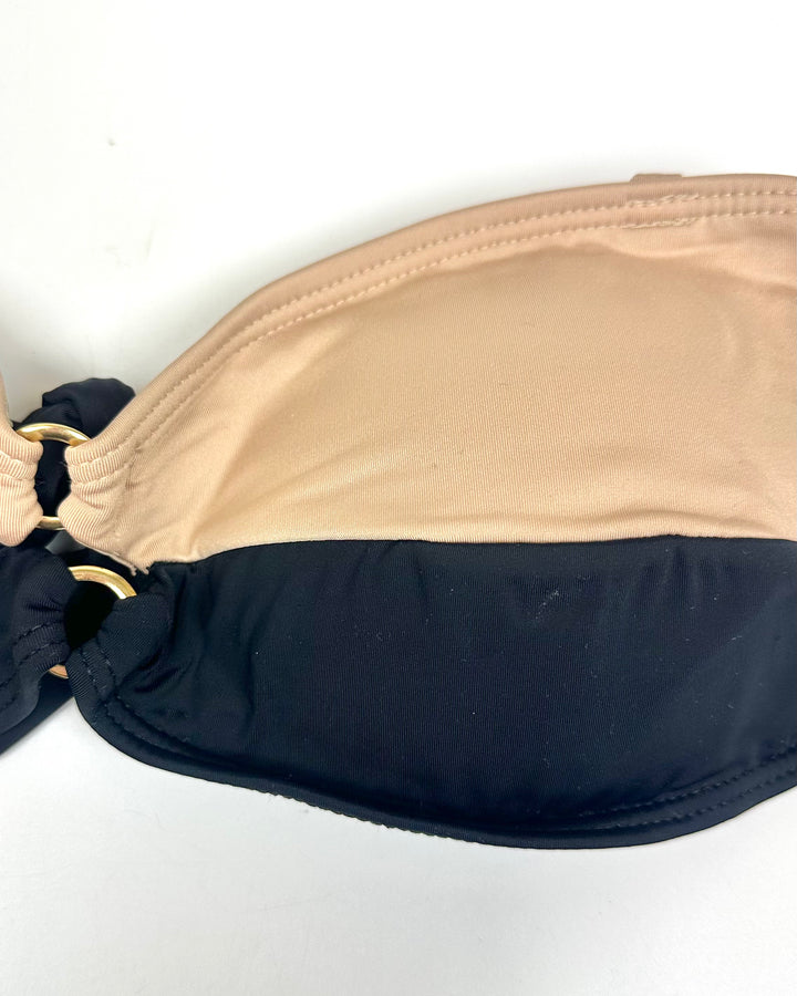 Beige and Black Convertible Bikini Top - M, L