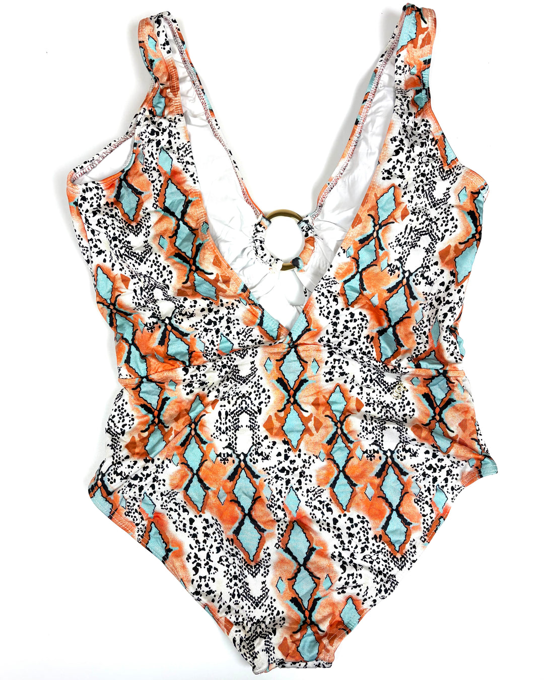 Orange Animal Print V-Neck One Piece Swimsuit - Size 4/6