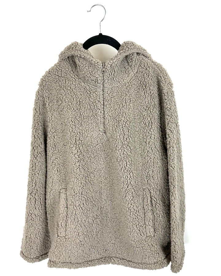 Light Taupe Sherpa Pullover - Size 4-6