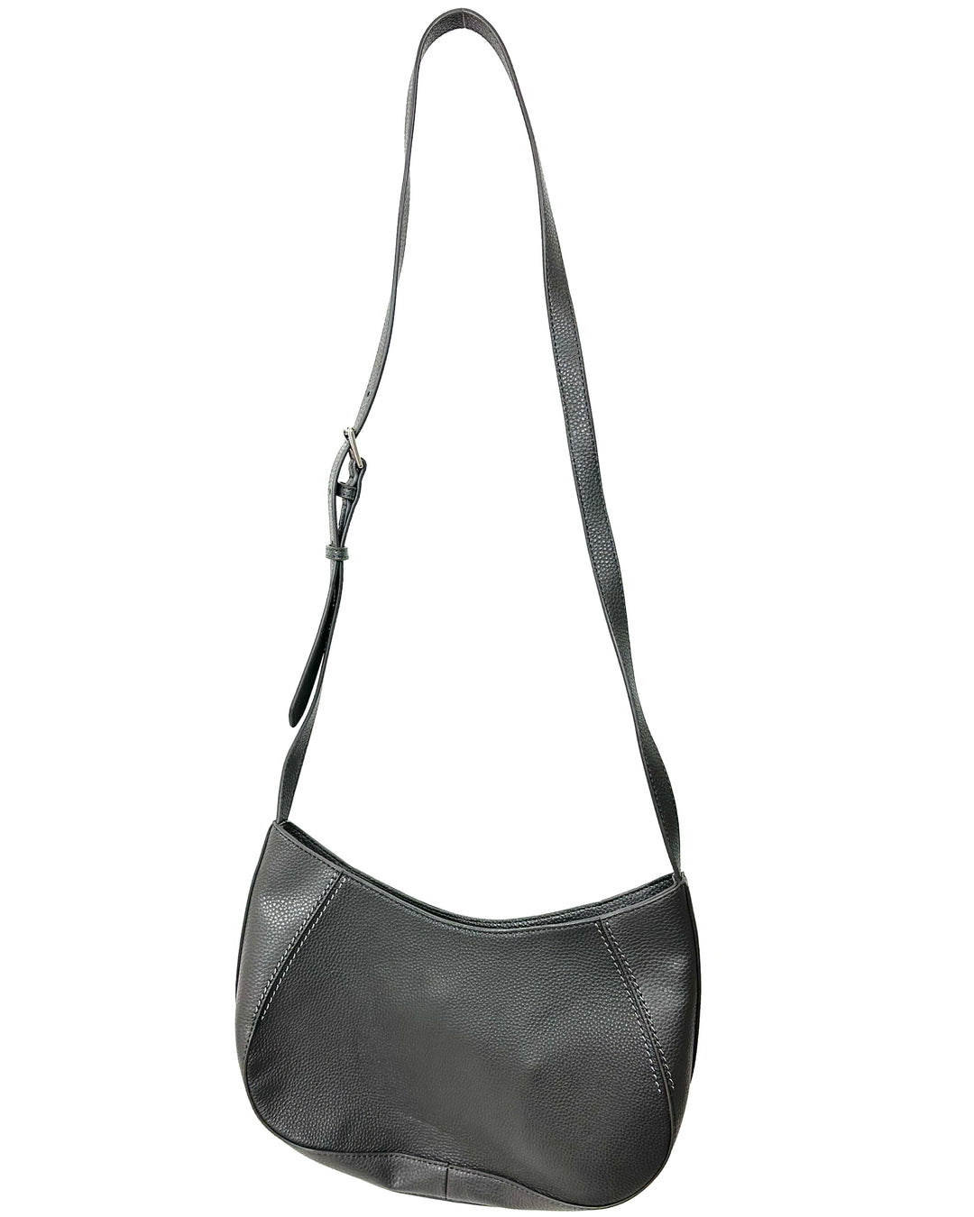 Grey Leather Crossbody Bag