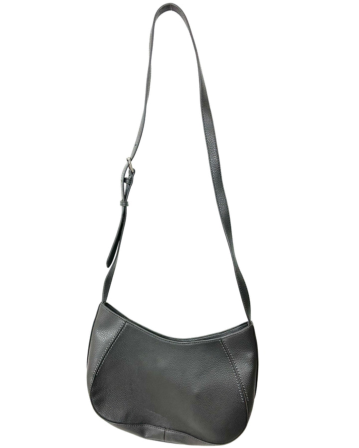 Grey Leather Crossbody Bag