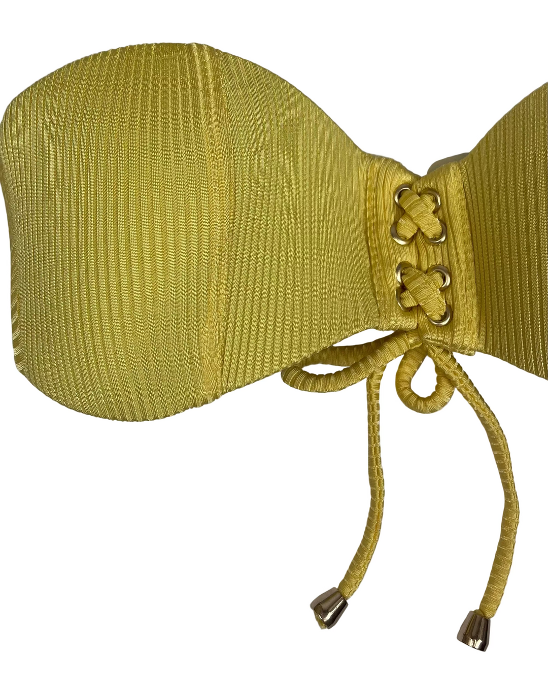 Bright Yellow Textured Convertible Bikini Top - M, L, XL D Cup