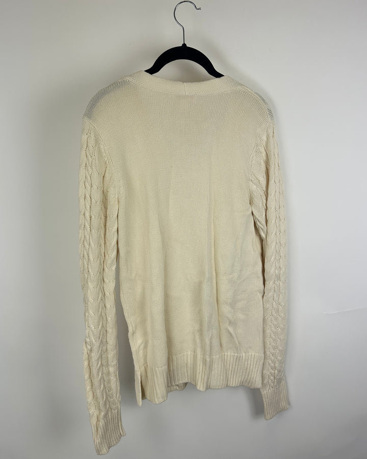 Cream Cable Knit Cardigan - Size 6/8