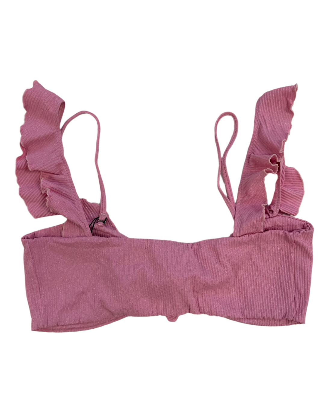 Pink Metallic Ruffle Bikini Top - Extra Extra Large