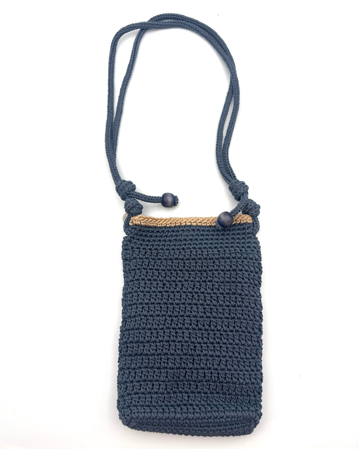 Blue And Floral Crochet Shoulder Bag