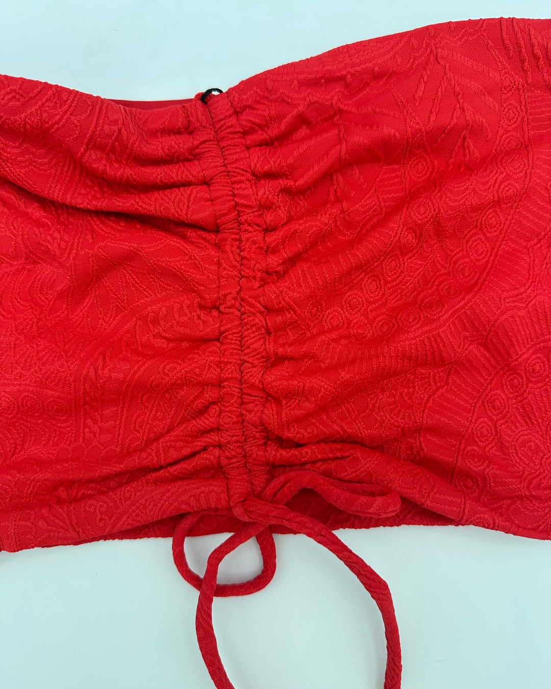Red Embossed Bandeau Bikini Top -  XS, M, L, XL, XXL