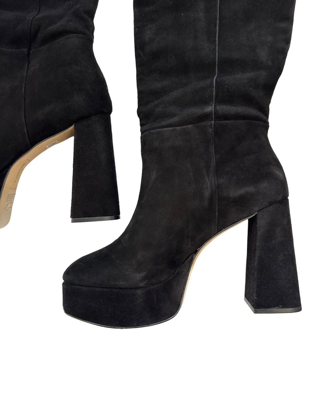 Black Suede Platform Boots - Size 11