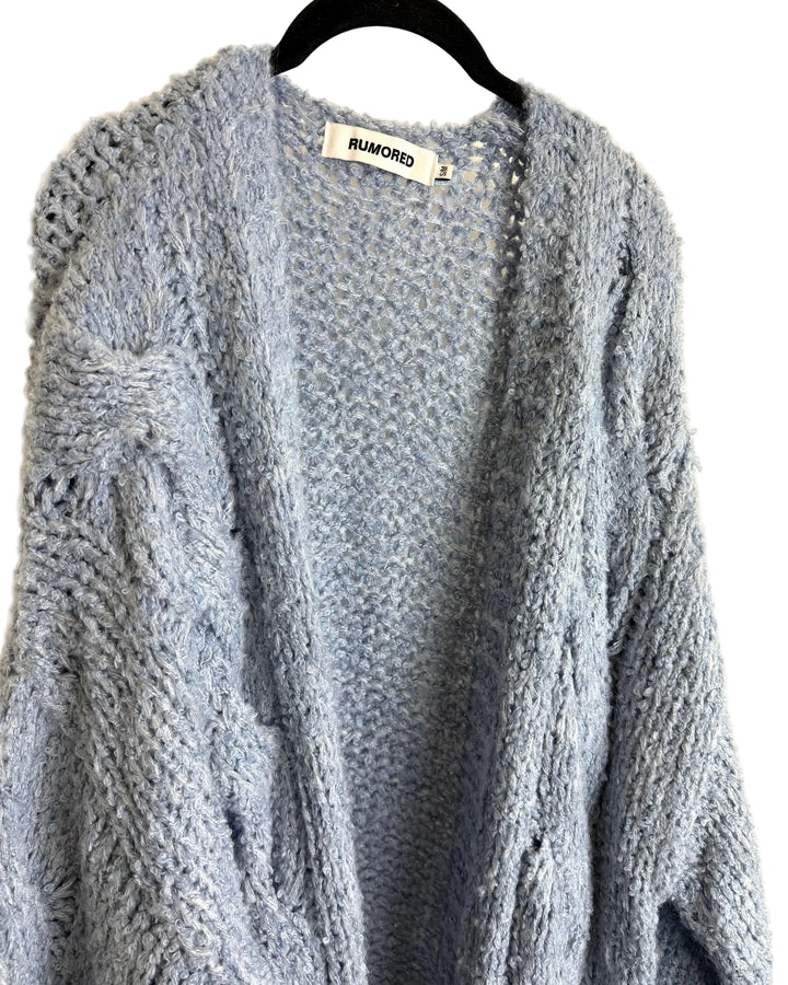 Dusty Blue Open Knit Cardigan - Size 8/10