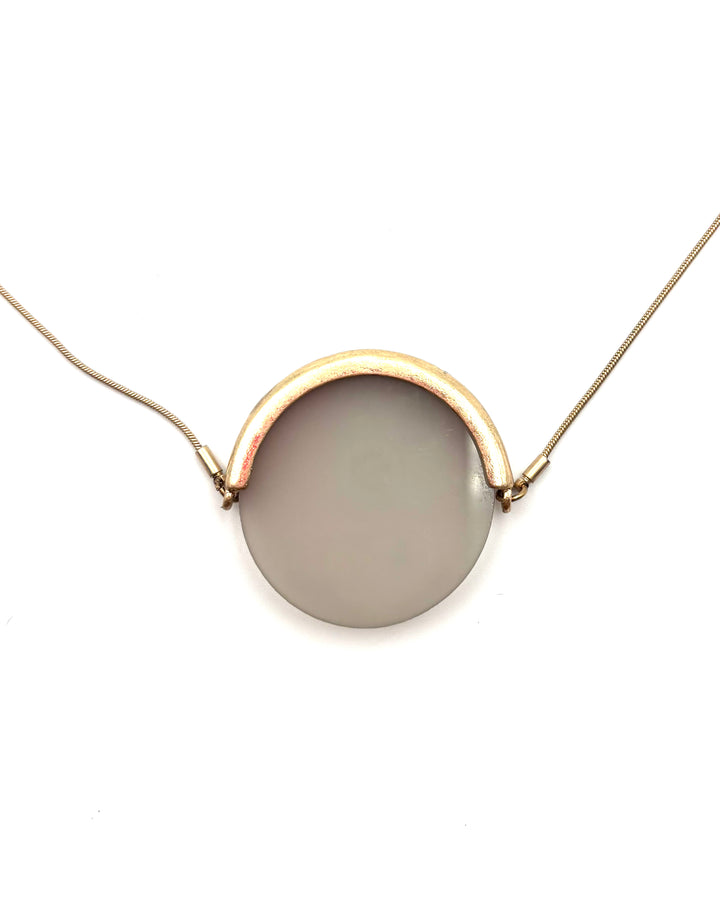 Gold Grey Circle Long Necklace