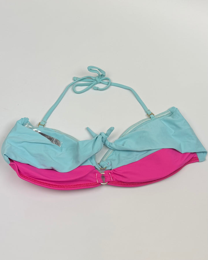 Sky Blue & Bright Pink Convertible Bikini Top - Small and  XL D Cup