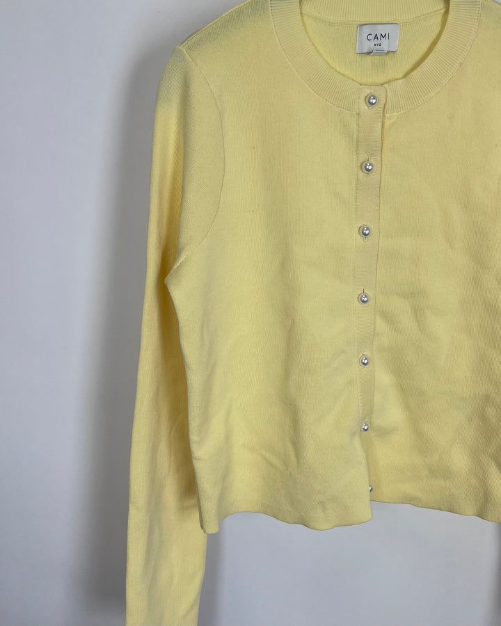 Pale Yellow Pearl Button Cardigan - Size 4/6