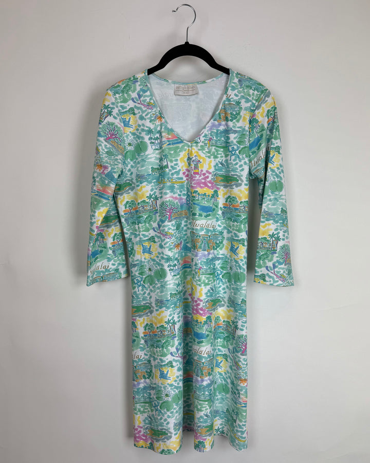 Teal Hawaiian Dress - Size 4/6