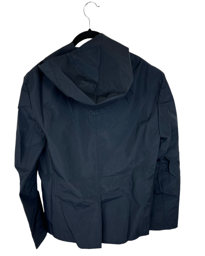 Dark Navy Blue Blazer Raincoat With Hood - Size 6/8