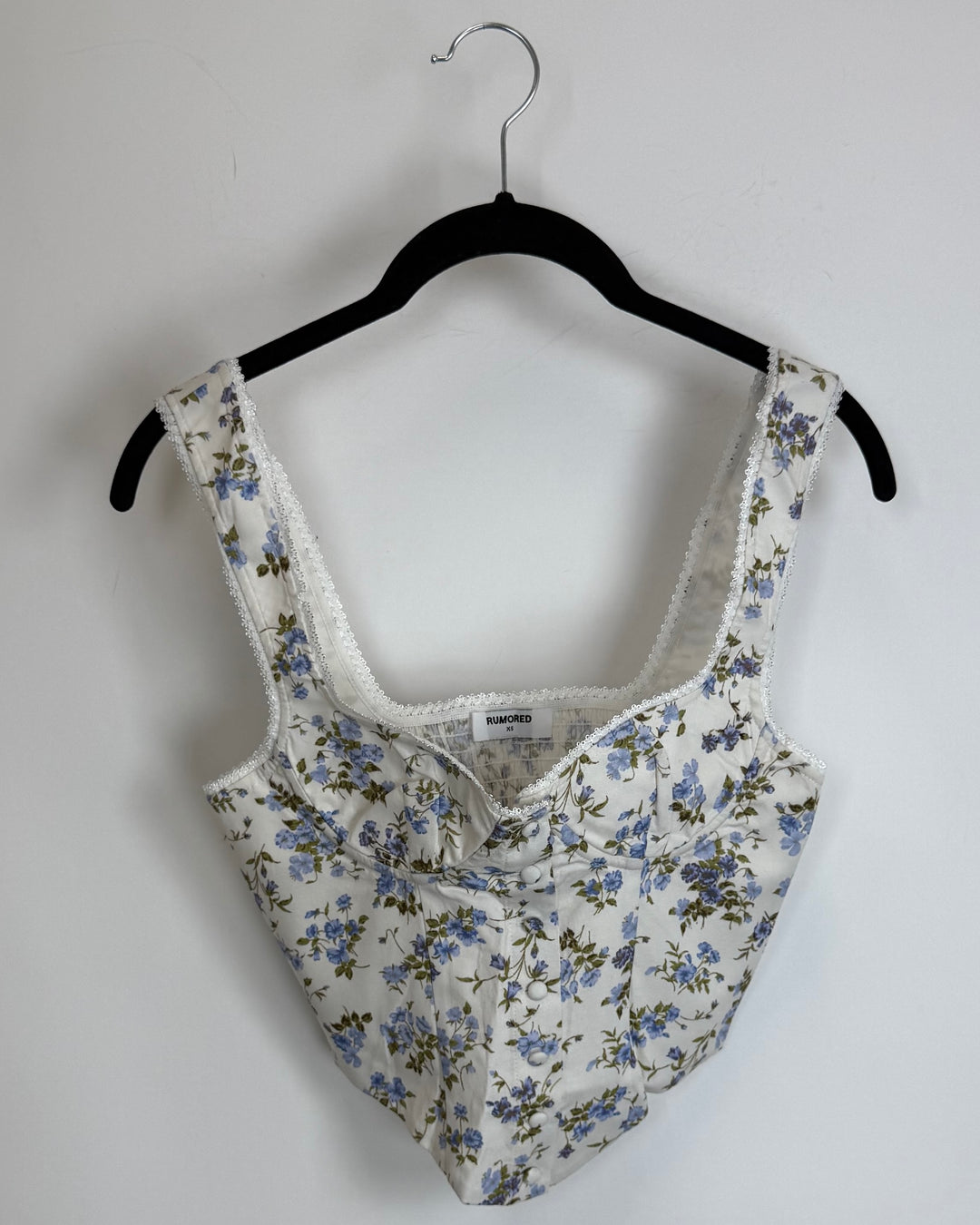 White and Blue Floral Top- Size 0/2,2/4