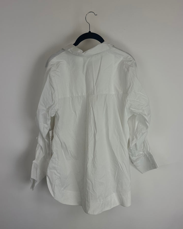 White Cinched Sleeved Button Down - Size 4/6
