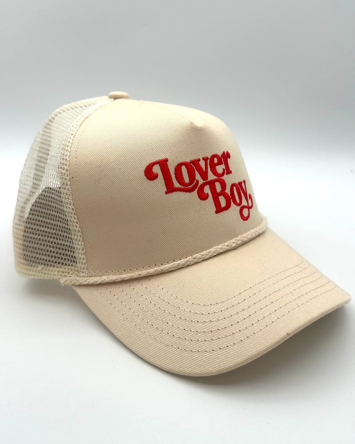 Loverboy Ivory and Red Trucker Hat