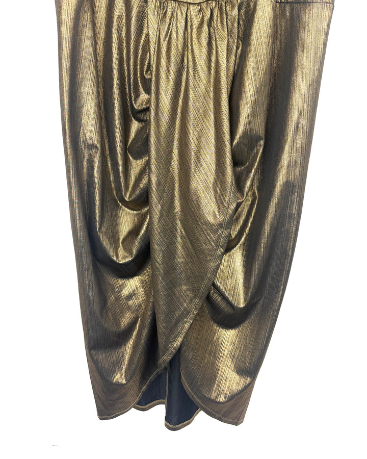 Metallic Faux Wrap Dress - Size 2X
