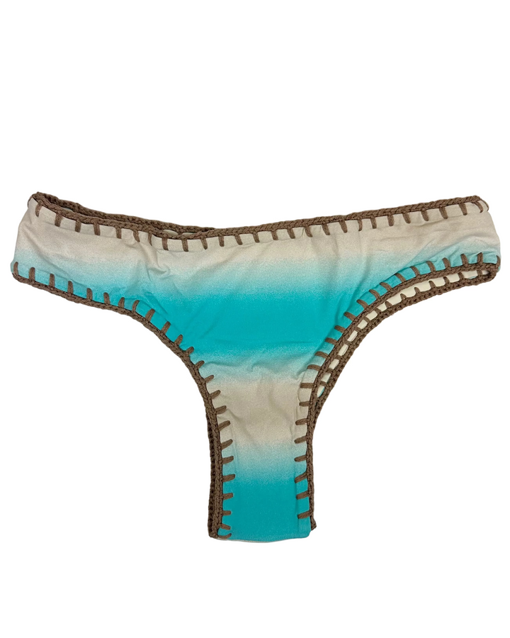 Ultra Cheeky Sky Blue and Ivory Reversible Crochet Classic Bikini Bottom - Small