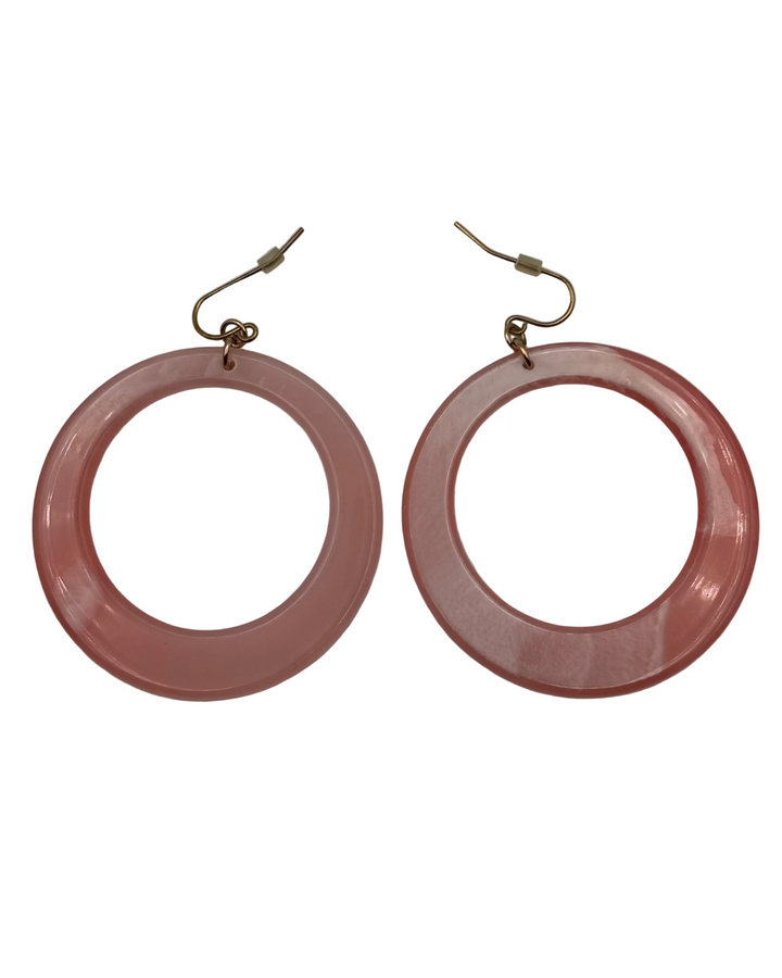 Pink Acrylic Circular Drop Earrings