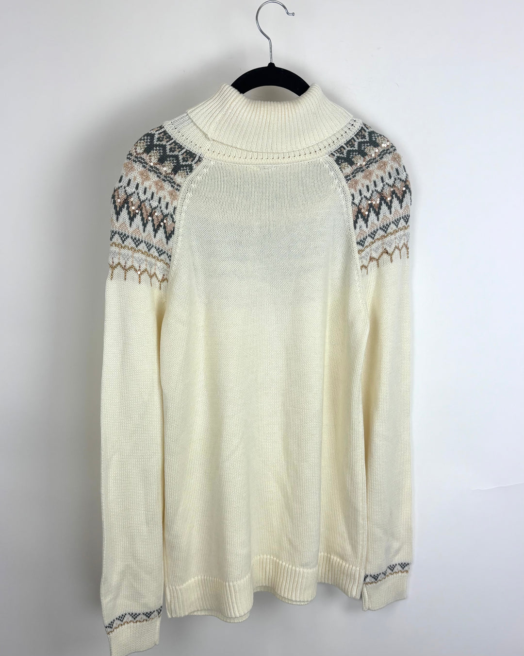 Cream Sweater with Pink & Gray Pattern - Size 4/6