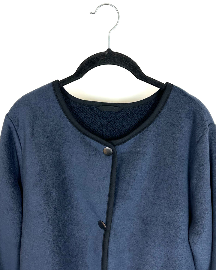 Blue and Black Sherpa Coat - Size 4/6