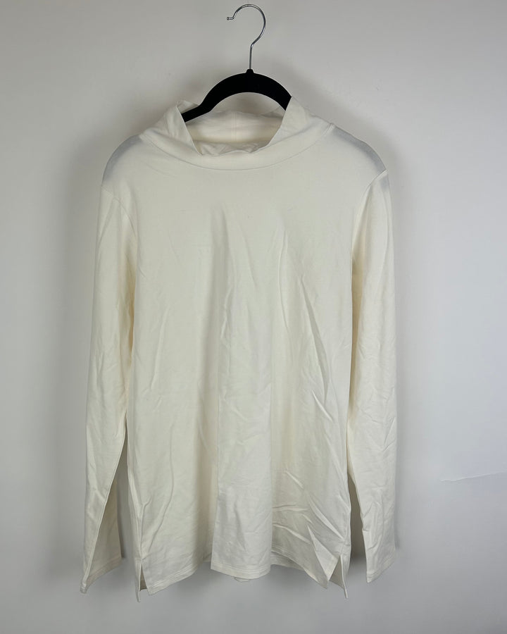 White Mock Neck Long Sleeve Shirt - Size 6/8