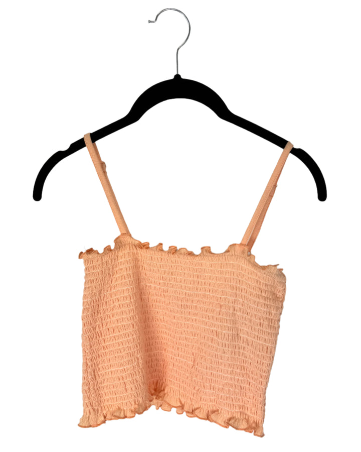 Coral Orange Smocked Tank Top - Size 2/4