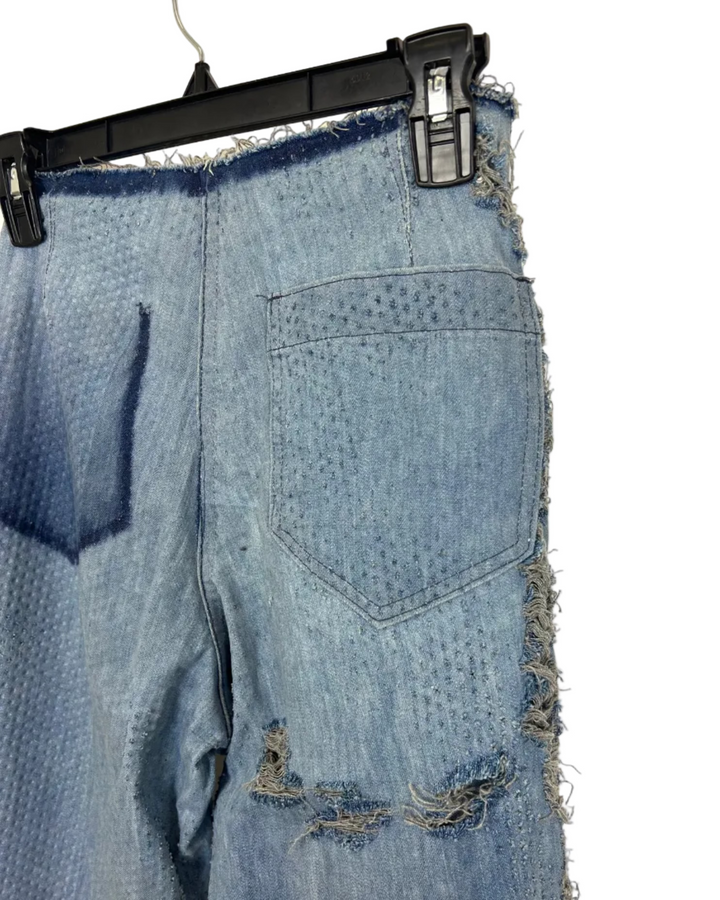 Textured Ripped Bell Bottom Jeans - Size 4/6