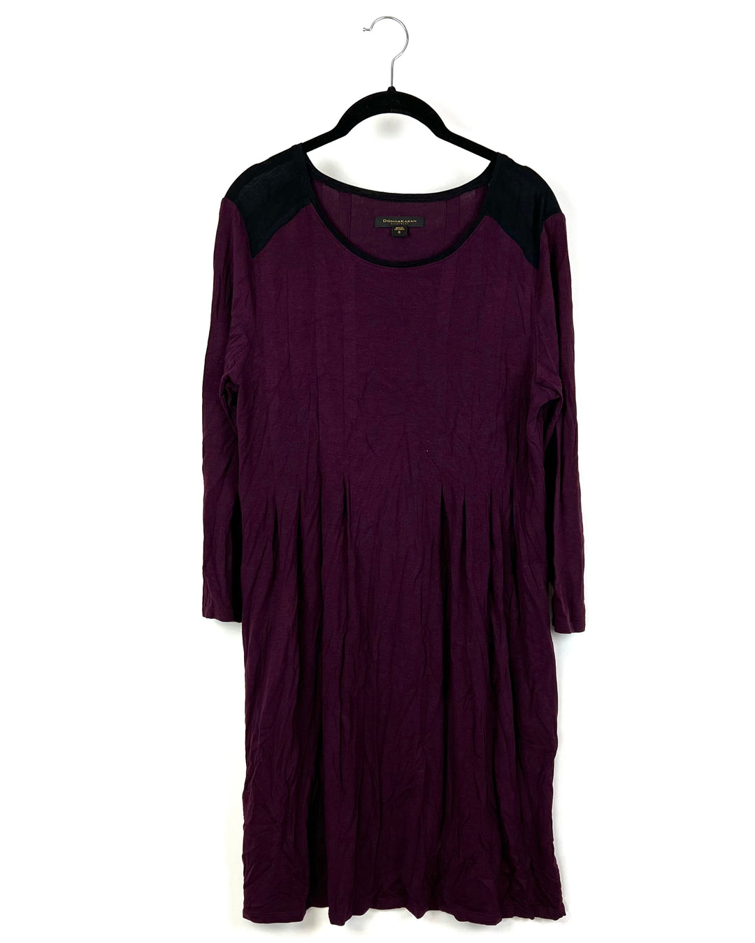 Maroon Long-Sleeve Nightgown With Black Color Blocks - Small