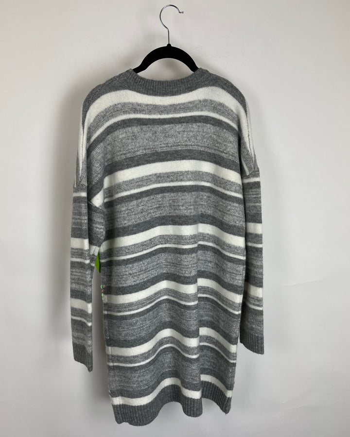 Grey Stripped Sequin Cardigan - Size 8/10