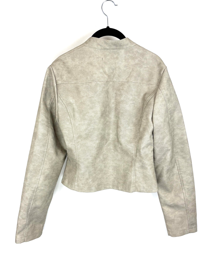 Boohoo Tan Faux Leather Jacket - Size 6