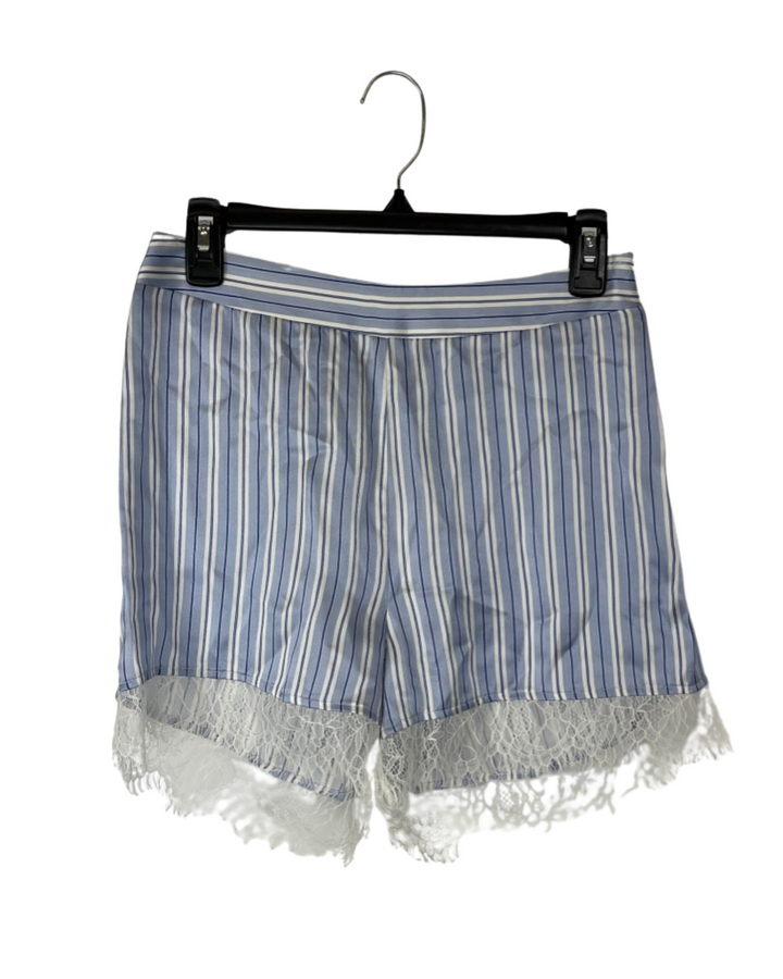 Light Blue And White Striped Shorts - Size 4