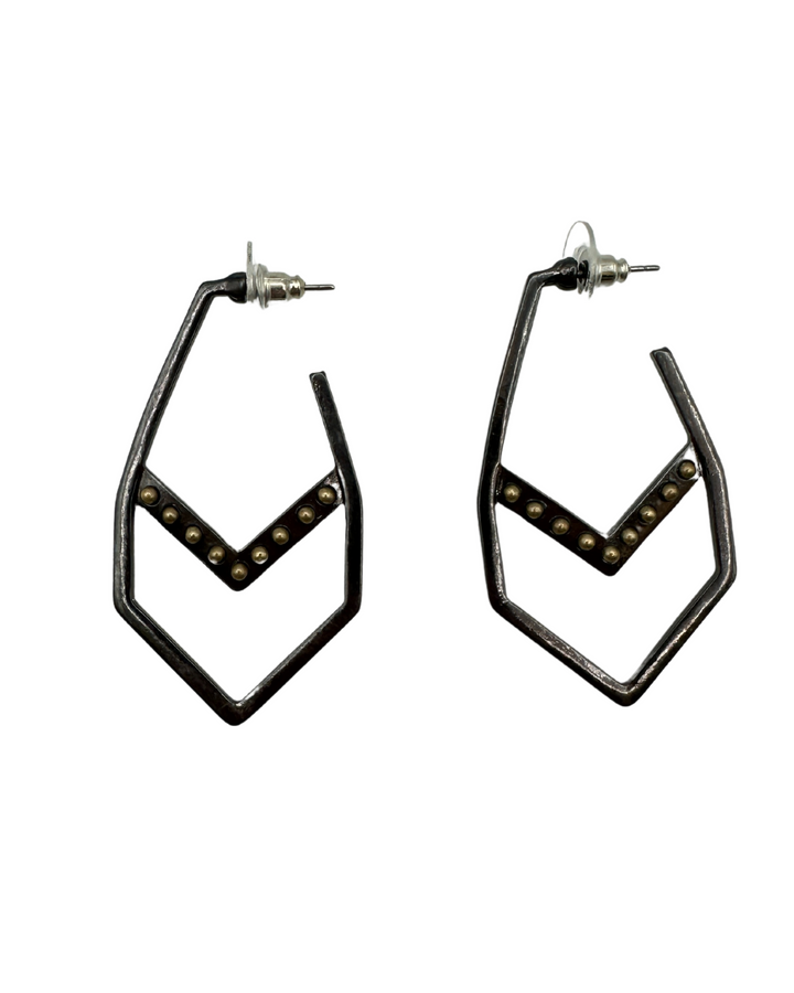 Gunmetal and Gold Geometric Earrings