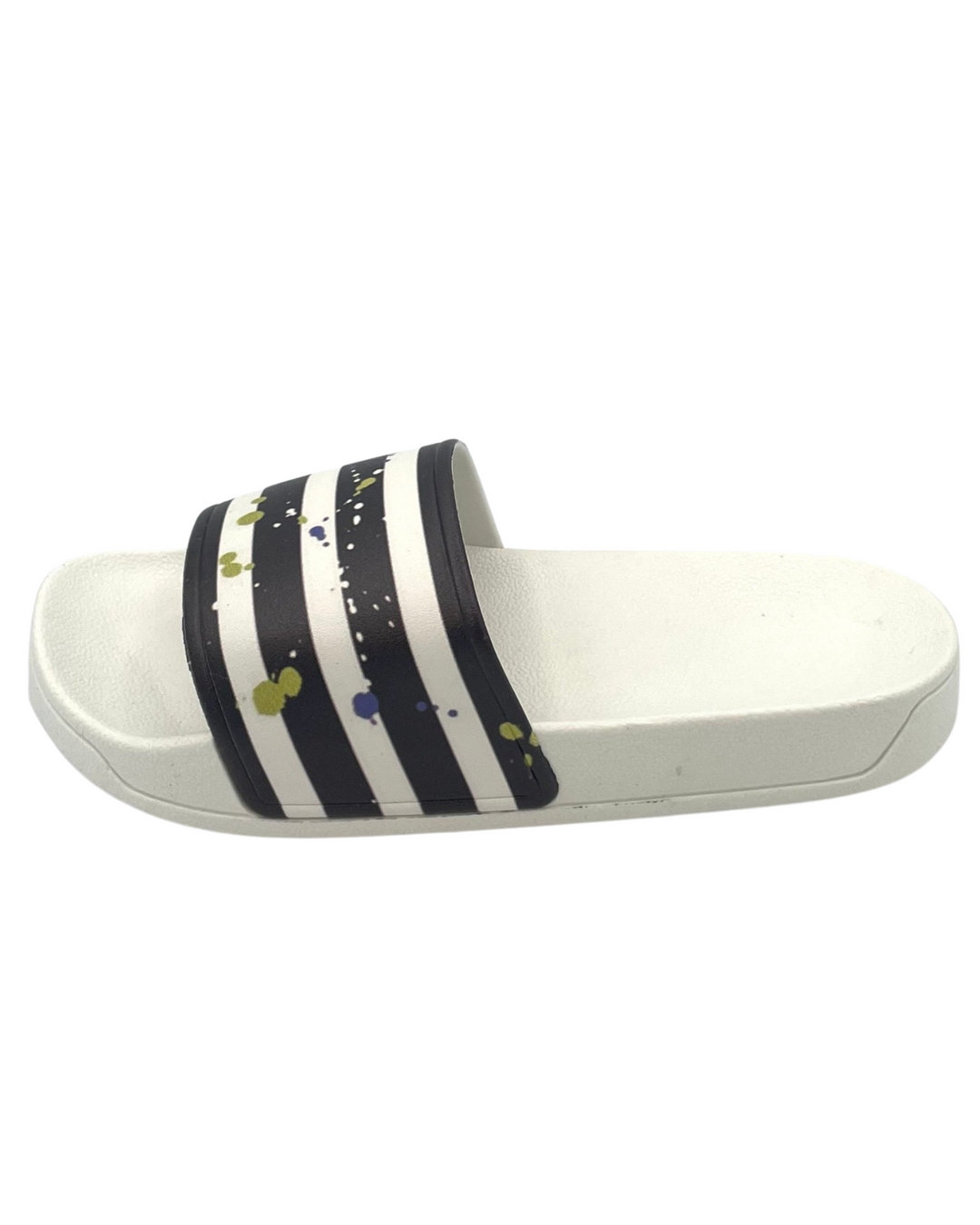 White And Black Striped Slides Size 5, and - Main Image