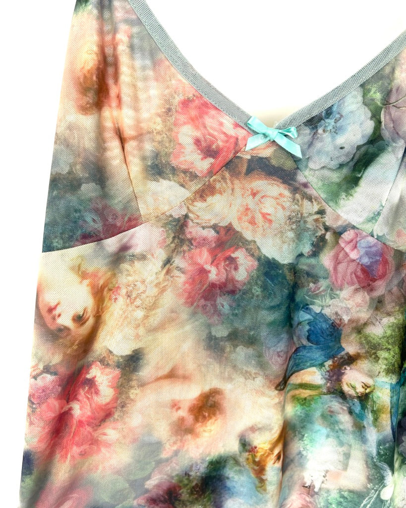 Blue Mesh Printed Tank Top - Size 4/6