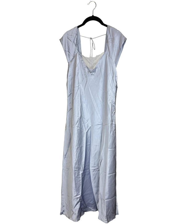 Icy Blue V Neck with Lace Dress - Size 8/10