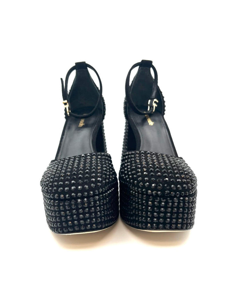 Black Rhinestone Platform Heels - Size 7.5, 8.5, and 10
