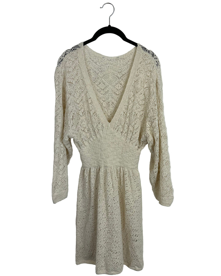 Beige Knit Long Sleeve Dress - Size 2/4