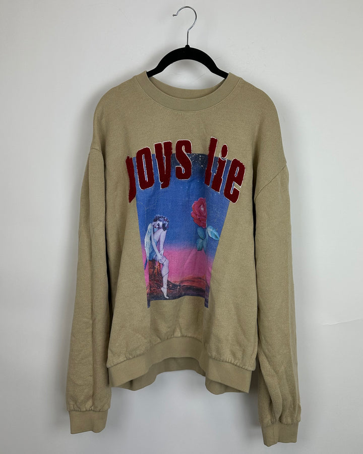 Boys Lie Brown Crew Neck - Size 6/8
