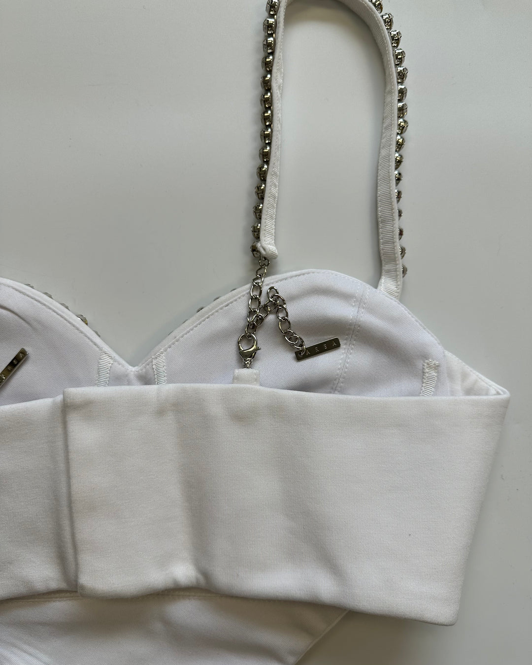 White Heart Gem Stone Crop Top - Small and Medium
