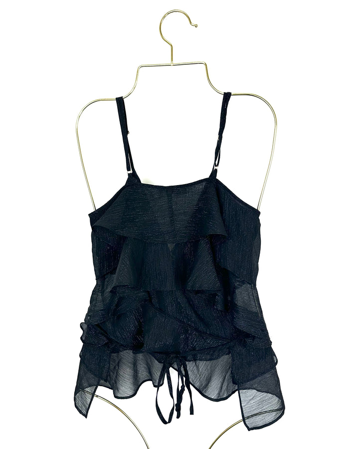 Black Sheer Wrap Top - Size 0/2 & 2/4