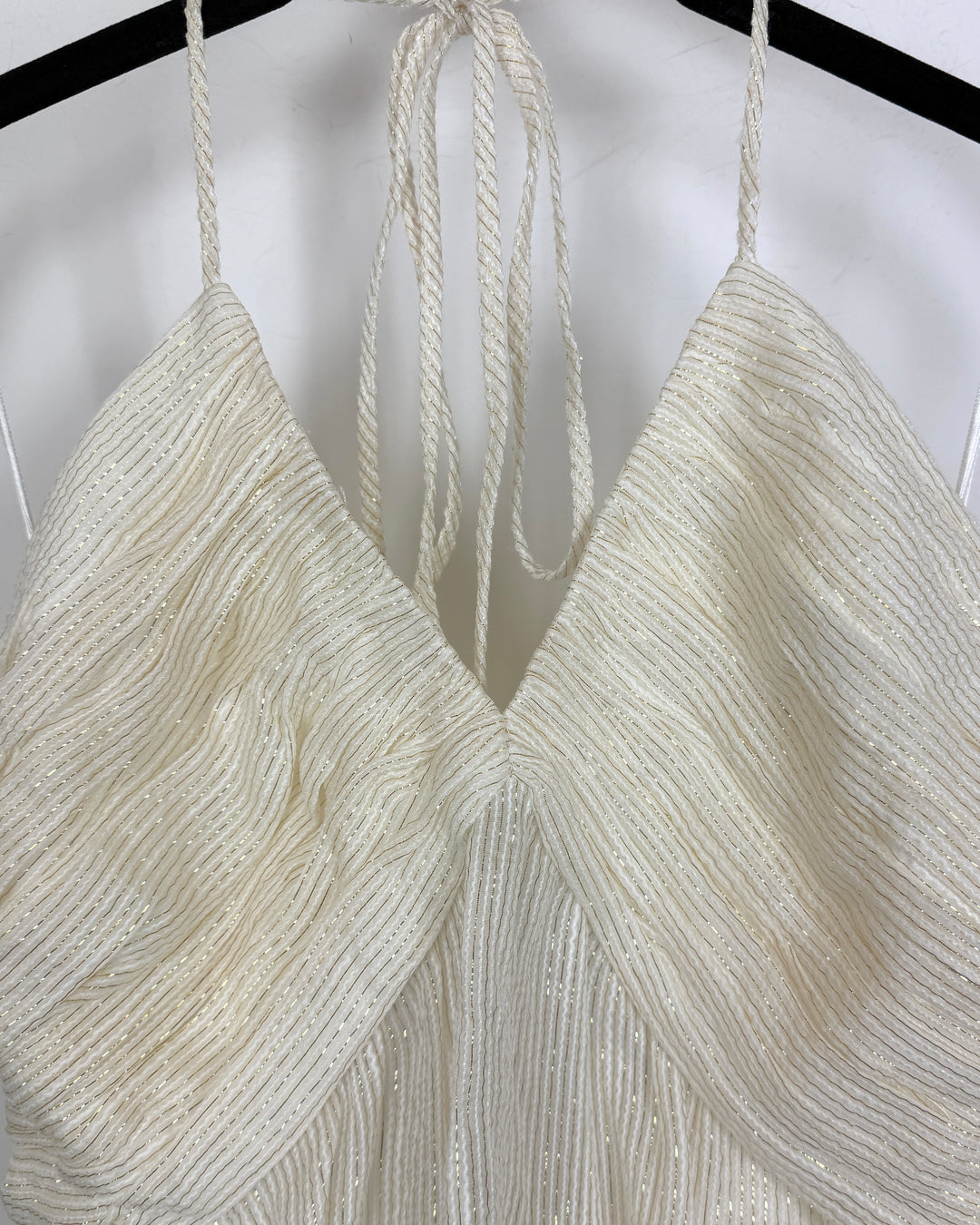 Cream Metallic Halter Top - Size 8 and 10