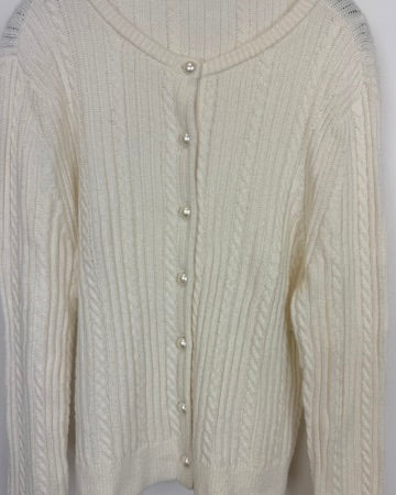 Ivory Pearl Button Cardigan - Size 6/8