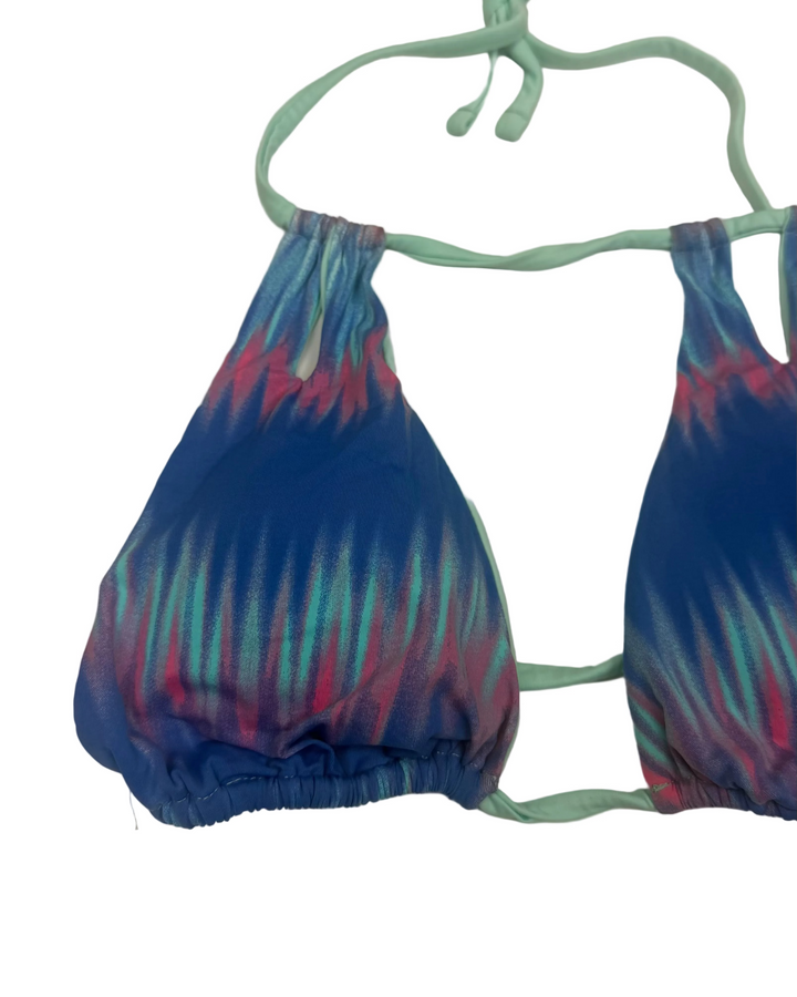 Blue & Pink Cut Out Bikini Top - Small