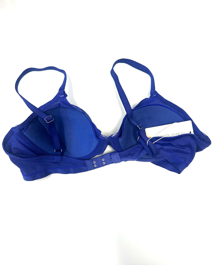 Royal Purple Mesh Overlay Bra - 34B
